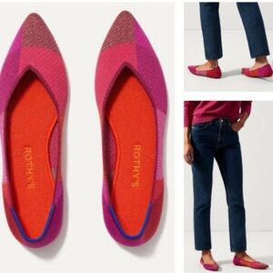 Rothy's The Point Magenta Colorblock Flats - 8.5